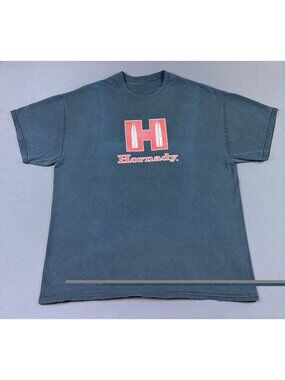 Rare Vintage Y2K Hornady Ammo Hunting Gun Shotgun Black Shirt Promo Sun Fade